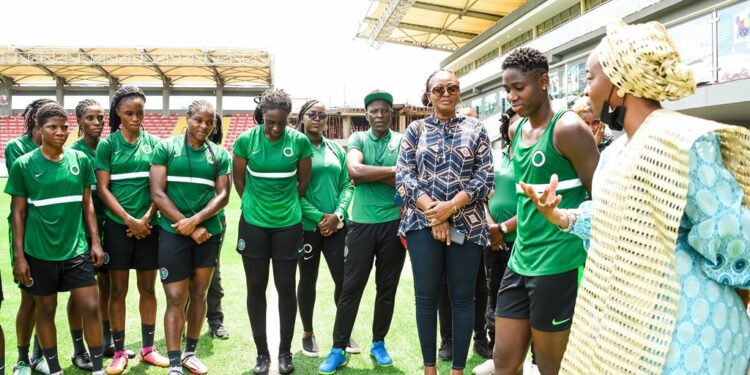2022 WAFCON: Lagos First Lady Pays Surprise Visit To Super Falcons In Training