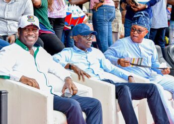 PHOTOS: Gov. Sanwo-Olu at Lagos APC Governorship Primary Election at Mobolaji Johnson Arena, Onikan, on Thursday, May 26, 2022