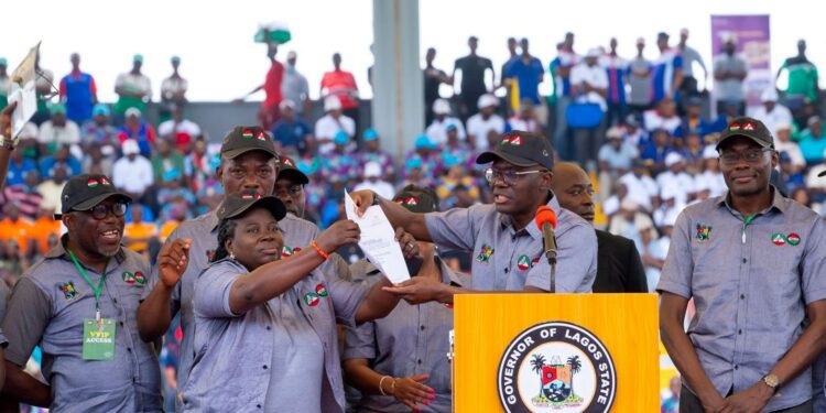 PHOTOS: Gov. Sanwo-Olu at the Workers’ Day Celebration Held at Mobolaji Johnson Arena, Onikan, on Sunday, May 1, 2022
