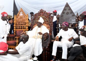 PICTURES: Asiwaju Bola Tinubu Arrives in Lagos, Pays Homage to the Oba of Lagos, Oba Rilwan Akiolu in His Palace, on Sunday, June 19, 2022