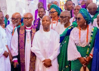 PICTURES: VP Osinbajo, Tinubu, Govs Sanwo-Olu, Abiodun, Oyetola, Other Dignitaries At The Funeral Service Of Lady Evangelist Grace Akeredolu, Mother Of Akeredolu Of Ondo State On Saturday, November 12, 2022