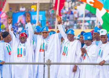 MORE PHOTOS: President Buhari, Tinubu, Shettima, Gov Sanwo-Olu, Others At The Grand Finale Of APC Presidential Campaign At Teslim Balogun Stadium, Surulere, Lagos, On Thursday, 21st February 2023