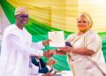 PICTURES: Gov. Sanwo-Olu swears in new chairman of Onigbongbo LCDA, Olufunke Rekiyah Hassan at Lagos Hoouse, Ikeja, on Monday, 11 November 2024