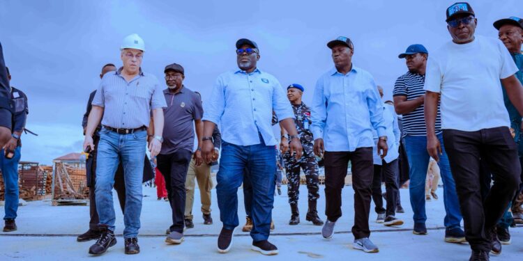 Jubilation, Commendation As Oborevwori Inspects Udu Harbour Mkt, Flyover, Storm Drainage in Warri