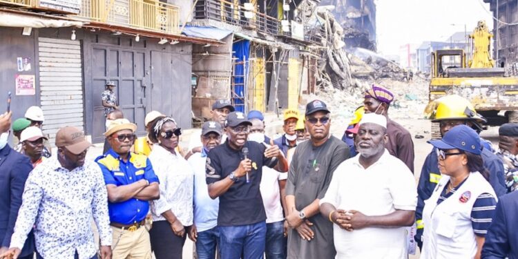 PICTURES: Gov. Sanwo-Olu Inspects GNI Building Fire Site at Marina, on Friday, January 2nd, 2026