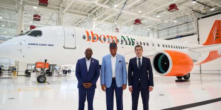 Governor Umo Eno Leads Pre-Delivery Inspection of Ibom Air’s Third Airbus A220-300 Aircraft in Mirabel, Canada